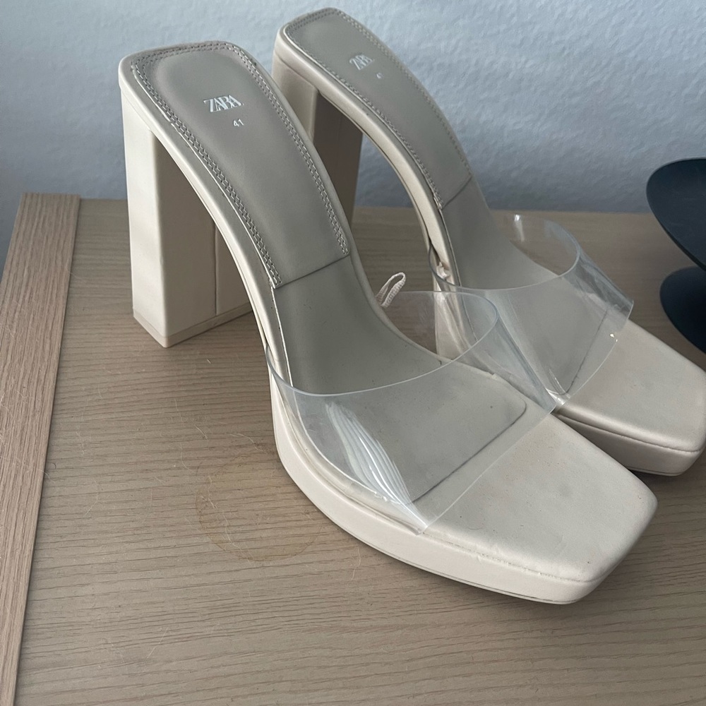 Zara - Nude Clear Heels